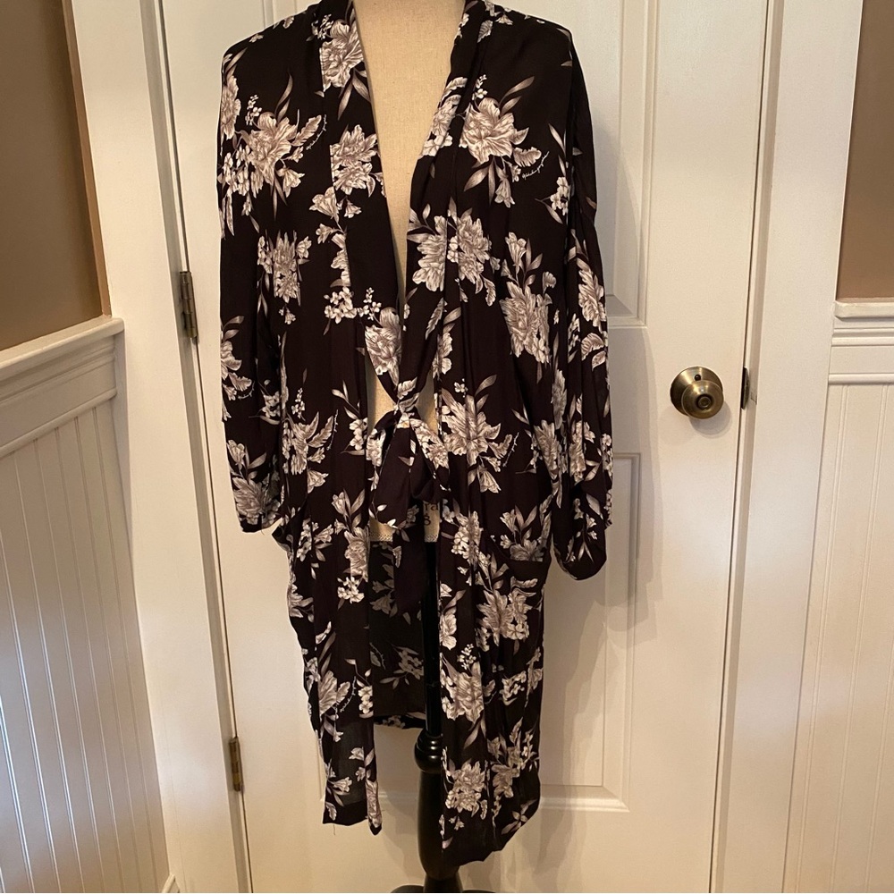 SPIRITUAL GANGSTER JACKET COAT KIMONO STYLE LIGHTWEIGHT BLACK WHITE ONE SIZE OS